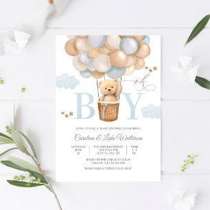 Oh Boy Balloon Baby Shower Invitation