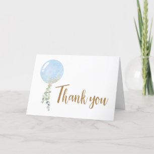 Oh Boy Balloon Baby Shower Letterpress Thank You Card