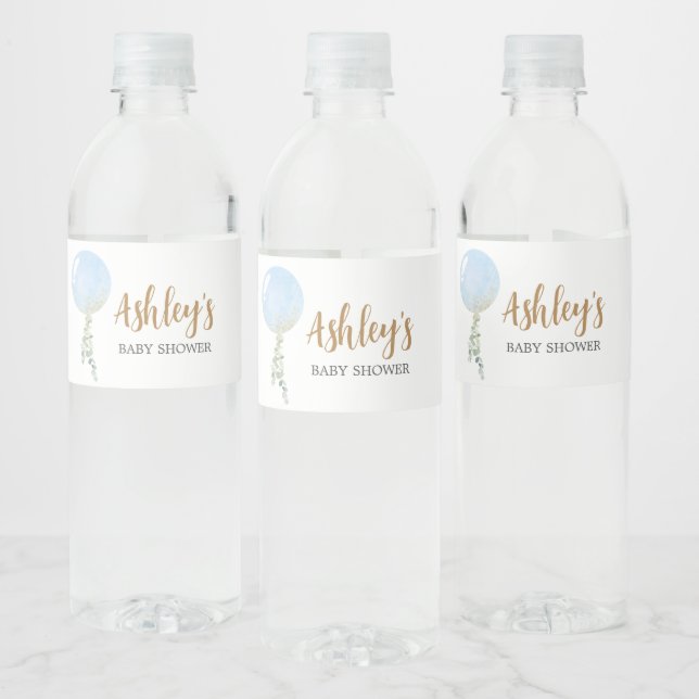 Oh Boy Balloon Baby Shower Water Bottle Label (Bottles)