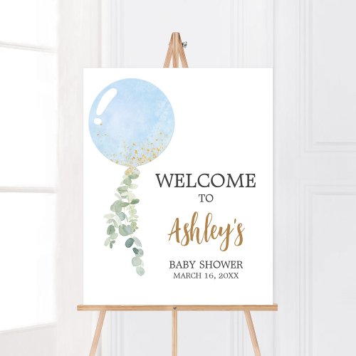 Oh Boy Balloon Baby Shower Welcome Poster