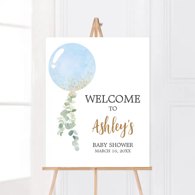 Oh Boy Balloon Baby Shower Welcome Poster | Zazzle
