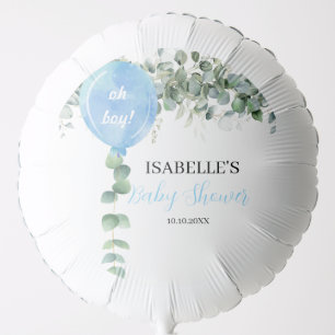 Oh Boy balloon greenery eucalyptus baby shower