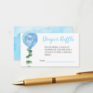 Oh Boy balloon greenery eucalyptus baby shower Enclosure Card