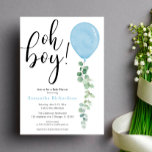 Oh Boy balloon greenery eucalyptus baby shower Invitation<br><div class="desc">For more advanced customization of this design,  simply select the "Customize It" button above!</div>