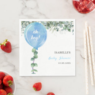 Oh Boy balloon greenery eucalyptus baby shower Napkins