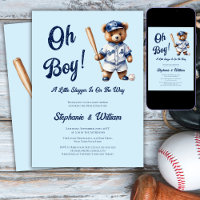 Oh Boy Baseball  Baby Shower Cute Bear