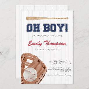 Oh Boy Baseball Baby Shower Invitation