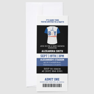 Oh Boy Baseball Jersey Baby Shower Invitation Raffle Tickets