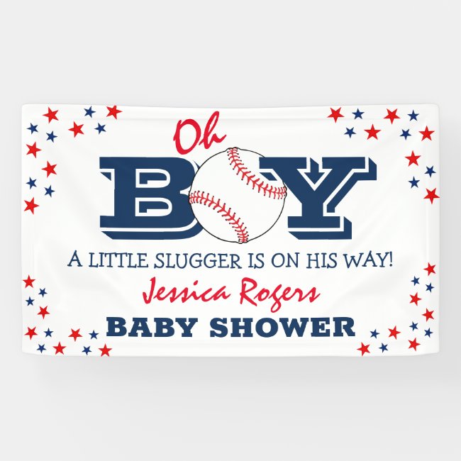 'Oh Boy' Baseball Sport Baby Shower Banner