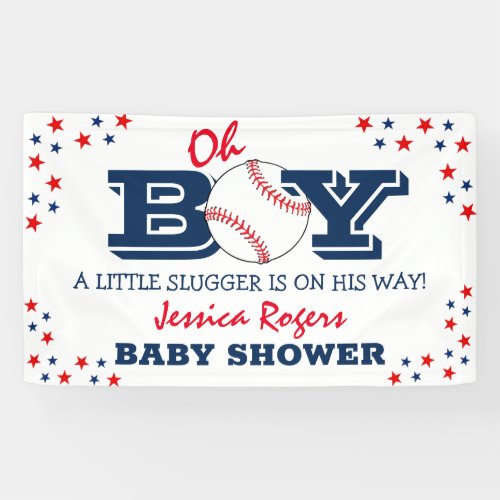 Oh Boy Baseball Sport Baby Shower Banner