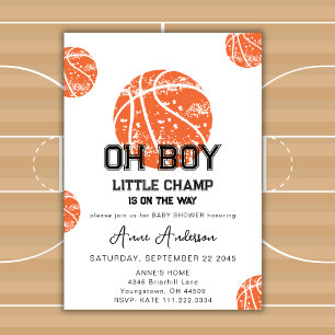 Oh Boy Basketball Game Sport Baby Shower Party Invitation