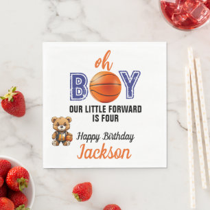 Oh Boy Basketball Theme Birthday Napkins