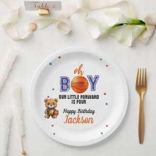 Oh Boy Basketball Theme Birthday Paper Plates
