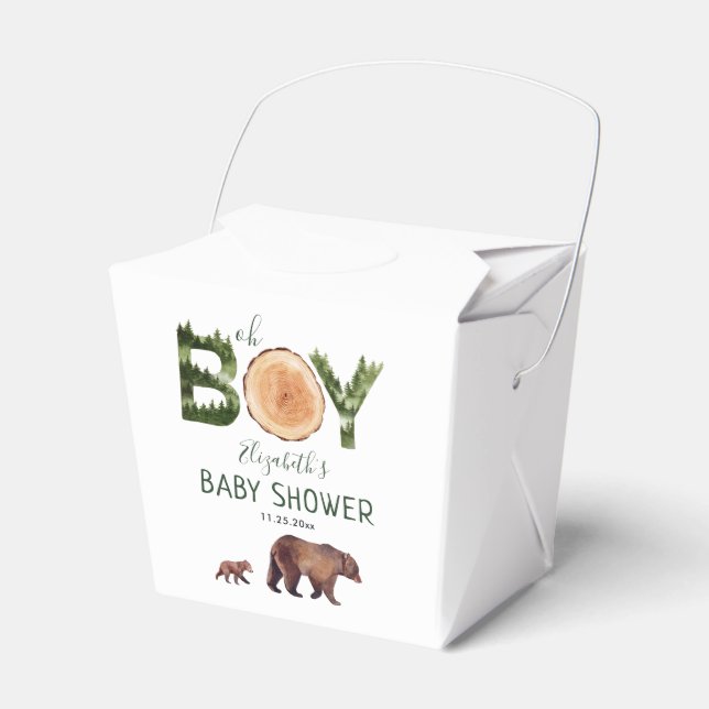 Oh Boy Bear Baby Shower  Favor Boxes (Front Side)