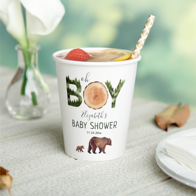 Oh Boy Bear Baby Shower  Paper Cups (Insitu)