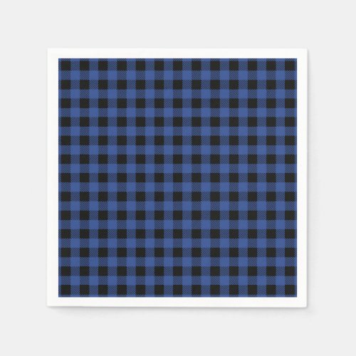 Oh Boy Bear blue Buffalo Plaid Baby Shower Napkins