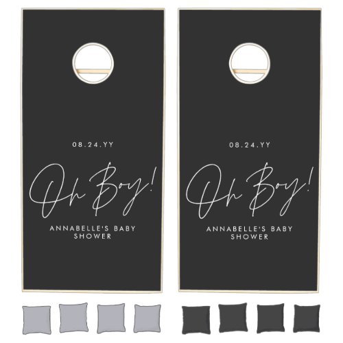 oh boy black baby shower  cornhole set