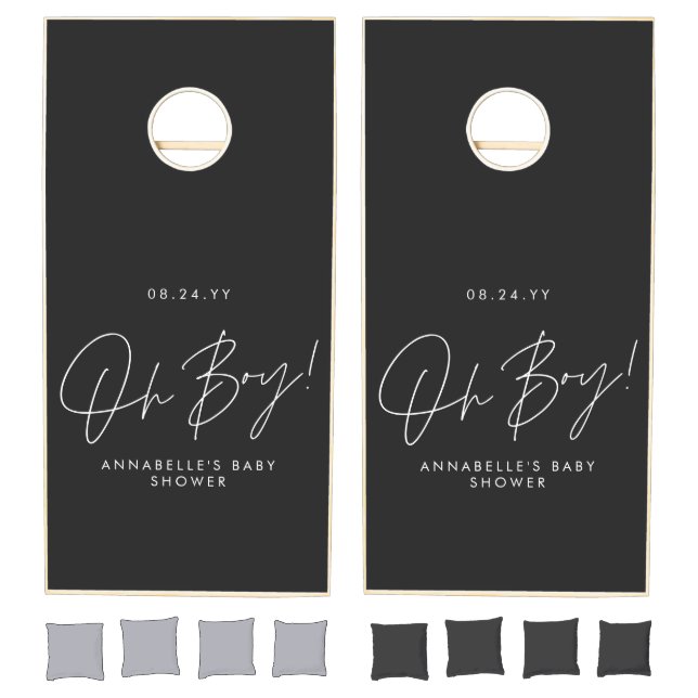 oh boy black baby shower  cornhole set (Set)