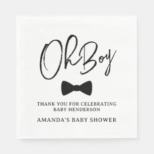 Oh Boy Black Bow Tie Baby Shower Napkins