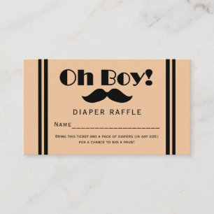 Oh Boy Black Mustache Baby Diaper Raffle Ticket Enclosure Card