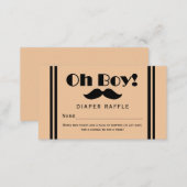 Oh Boy Black Mustache Baby Diaper Raffle Ticket Enclosure Card (Front/Back)