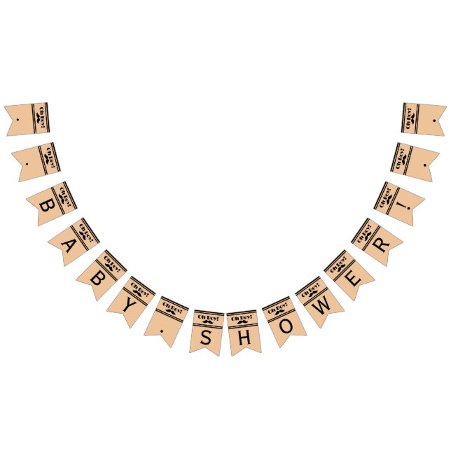 Oh Boy Black Mustache Baby Shower Bunting Flags (All)