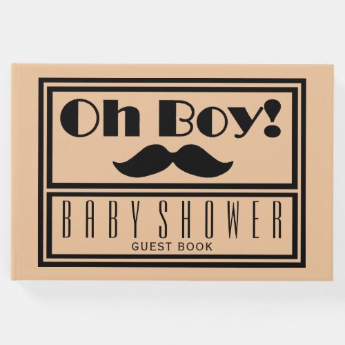 Oh Boy Black Mustache Baby Shower Guest Book