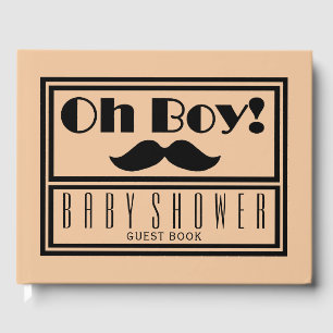 Oh Boy Black Mustache Baby Shower Guest Book