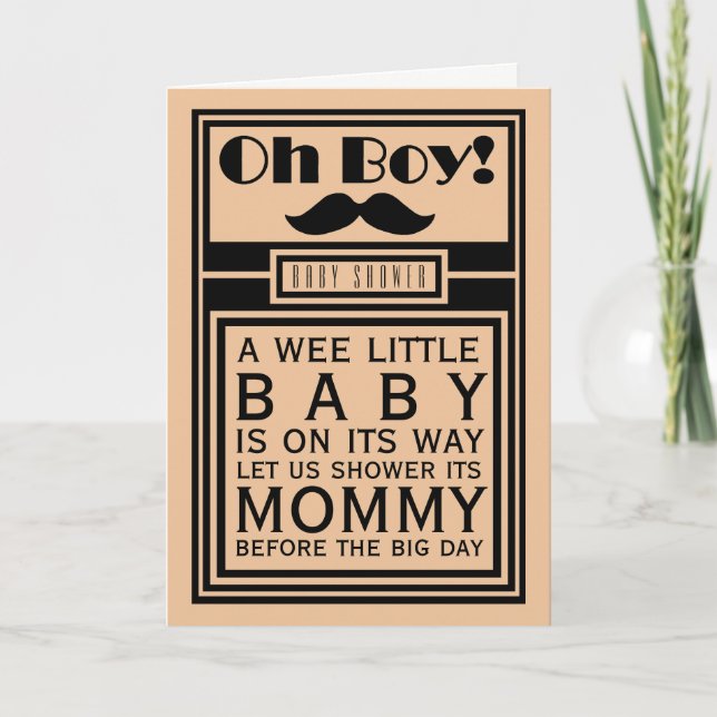 Oh Boy Black Mustache Baby Shower Invitation (Front)