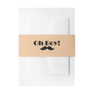 Oh Boy Black Mustache Baby Shower Invitation Belly Band