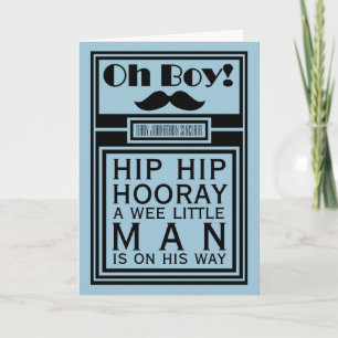 Oh Boy Black Mustache New Baby Boy Announcement