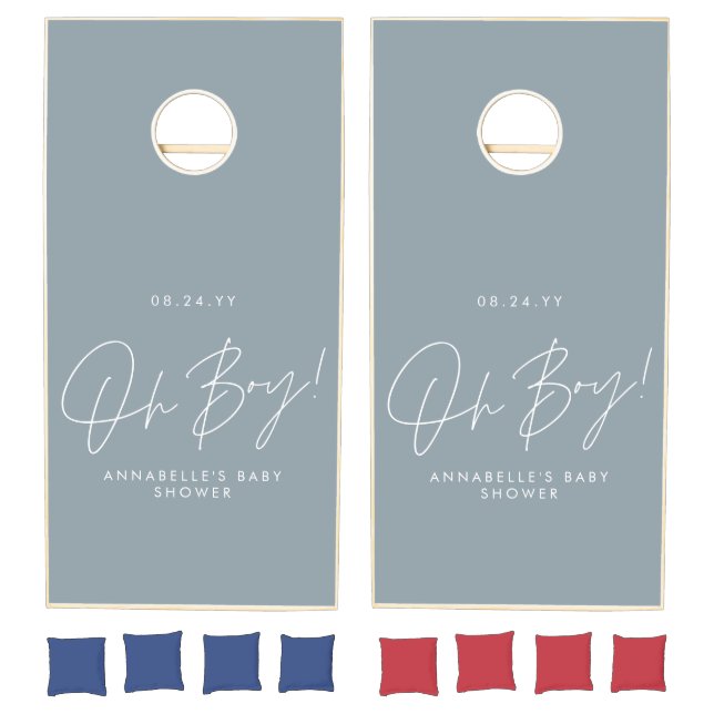 oh boy blue baby shower  cornhole set (Set)