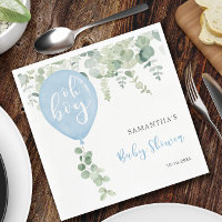 Oh boy blue balloon boy baby shower greenery
