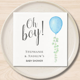 Oh Boy Blue Balloon Couple's Baby Shower  Napkins