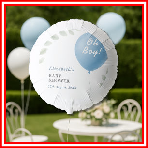 Oh Boy Blue Balloon Eucalyptus Baby Shower Balloon