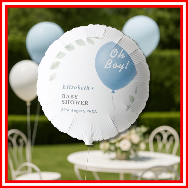 Oh Boy Blue Balloon Eucalyptus Baby Shower Balloon (Creator Uploaded)