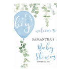 Oh boy Blue balloon eucalyptus baby shower welcome