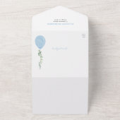 Oh boy blue balloons modern greenery baby shower a all in one invitation (Outside)