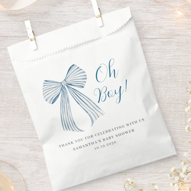 Oh Boy Blue Bow Baby Shower  Favor Bag (Creator Uploaded)