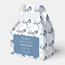 Oh Boy Blue Bows Coquette Baby Shower Favor Box