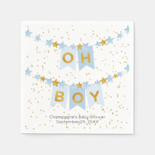 Oh Boy Blue Bunting Flags Baby Shower Napkins