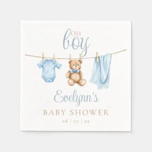 Oh Boy Blue Clothesline Baby Shower Napkins