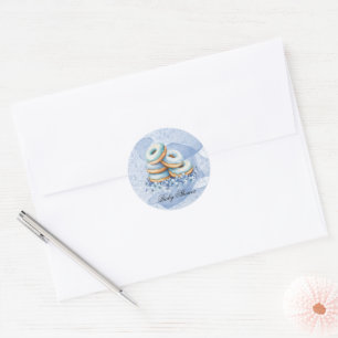 Oh Boy Blue Donuts Baby Shower Classic Round Sticker