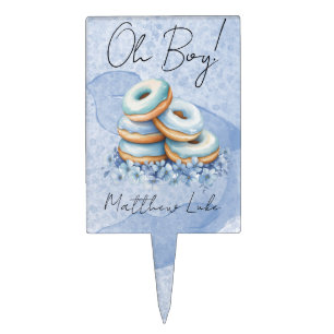 Oh Boy Blue Donuts Baby Shower Personalized  Cake Topper