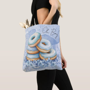 Oh Boy Blue Donuts Baby Shower Tote Bag