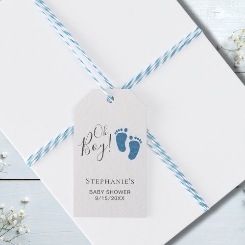 Oh Boy Blue Feet Baby Shower Gift Tags