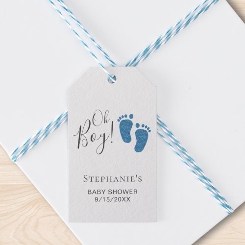 Oh Boy Blue Feet Baby Shower Gift Tags