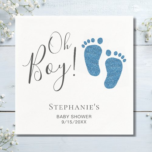 Oh Boy Blue Feet Baby Shower Napkins