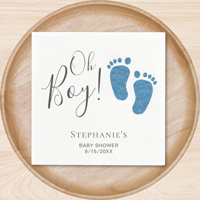 Oh Boy Blue Feet Baby Shower Napkins (Creator Uploaded)