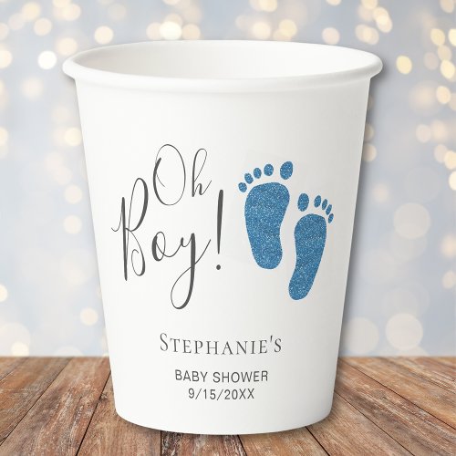 Oh Boy Blue Feet Baby Shower Paper Cups